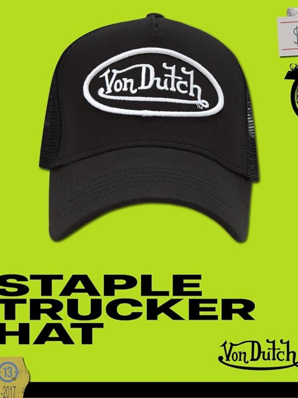 Von Dutch Unisex Trucker Hat - Retro Classic Solid Color Mesh Back Snapback